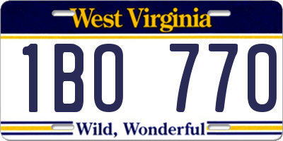 WV license plate 1BO770
