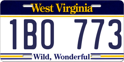 WV license plate 1BO773