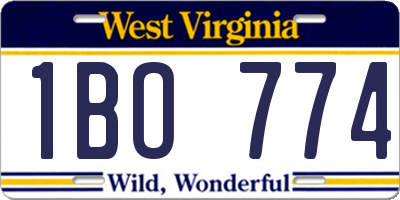 WV license plate 1BO774
