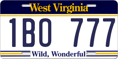 WV license plate 1BO777