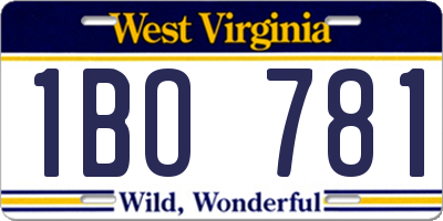 WV license plate 1BO781