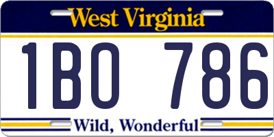 WV license plate 1BO786