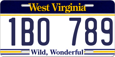 WV license plate 1BO789
