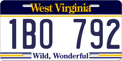 WV license plate 1BO792