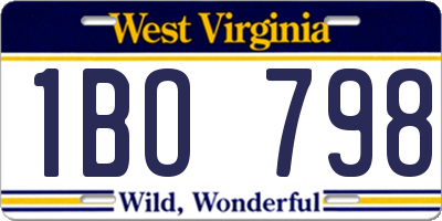 WV license plate 1BO798