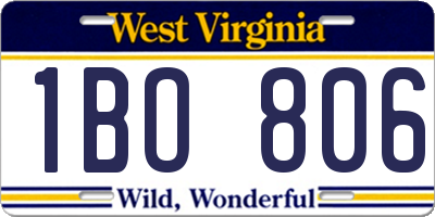 WV license plate 1BO806