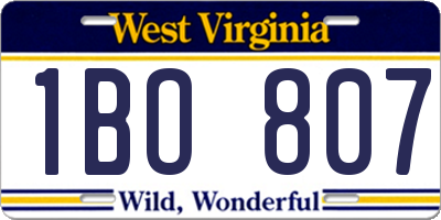 WV license plate 1BO807
