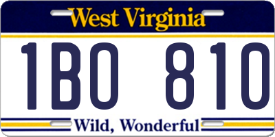 WV license plate 1BO810