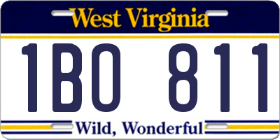 WV license plate 1BO811