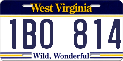 WV license plate 1BO814