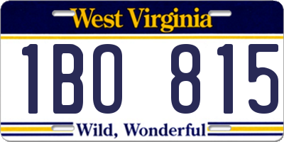 WV license plate 1BO815