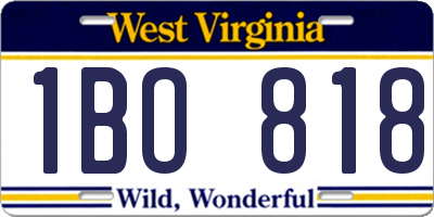 WV license plate 1BO818