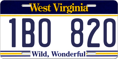 WV license plate 1BO820