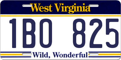 WV license plate 1BO825