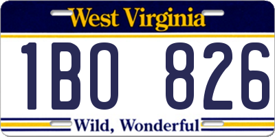 WV license plate 1BO826