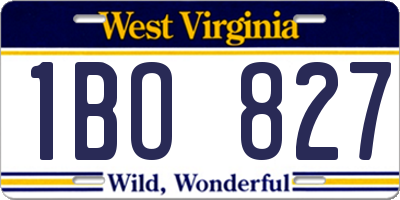 WV license plate 1BO827