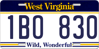 WV license plate 1BO830