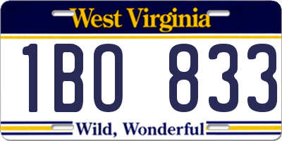 WV license plate 1BO833