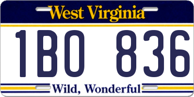 WV license plate 1BO836