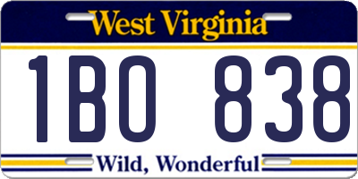 WV license plate 1BO838