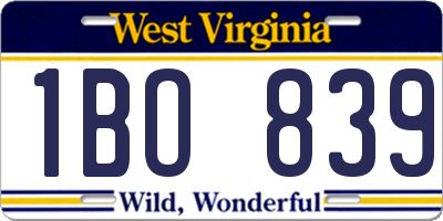 WV license plate 1BO839