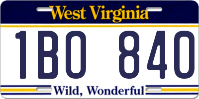 WV license plate 1BO840