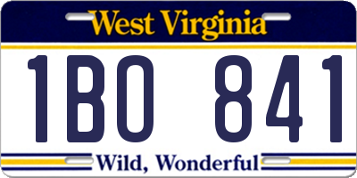 WV license plate 1BO841