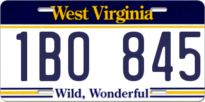WV license plate 1BO845