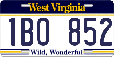 WV license plate 1BO852