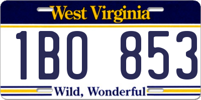 WV license plate 1BO853