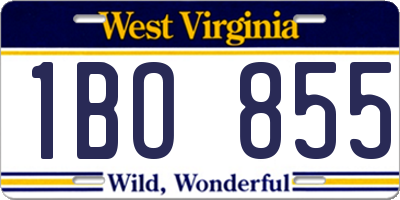 WV license plate 1BO855
