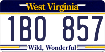 WV license plate 1BO857