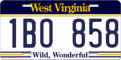 WV license plate 1BO858
