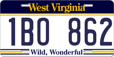 WV license plate 1BO862