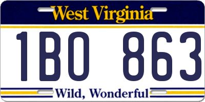 WV license plate 1BO863