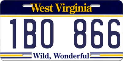 WV license plate 1BO866