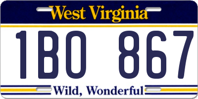 WV license plate 1BO867