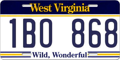 WV license plate 1BO868