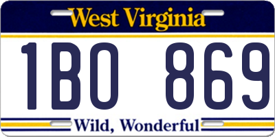 WV license plate 1BO869