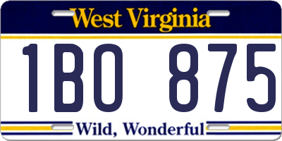WV license plate 1BO875