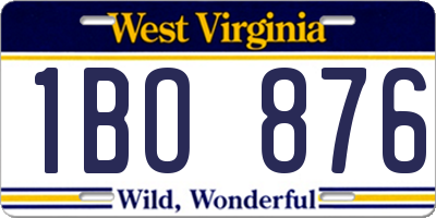 WV license plate 1BO876