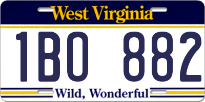 WV license plate 1BO882