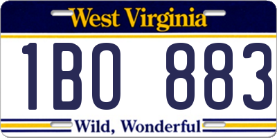 WV license plate 1BO883