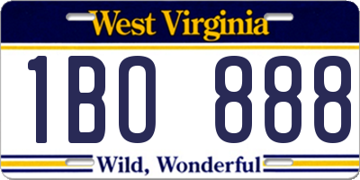 WV license plate 1BO888