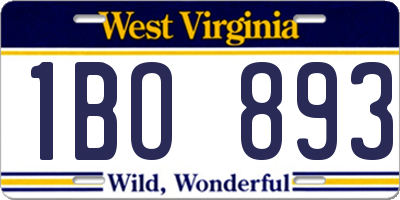 WV license plate 1BO893