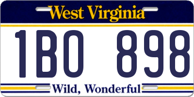 WV license plate 1BO898