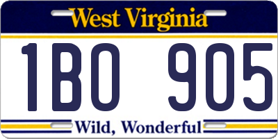 WV license plate 1BO905