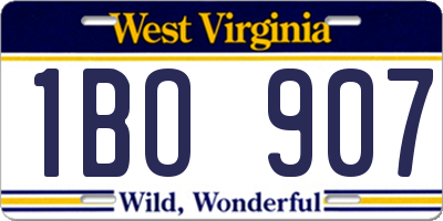 WV license plate 1BO907