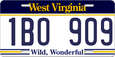 WV license plate 1BO909