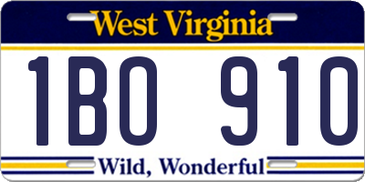 WV license plate 1BO910
